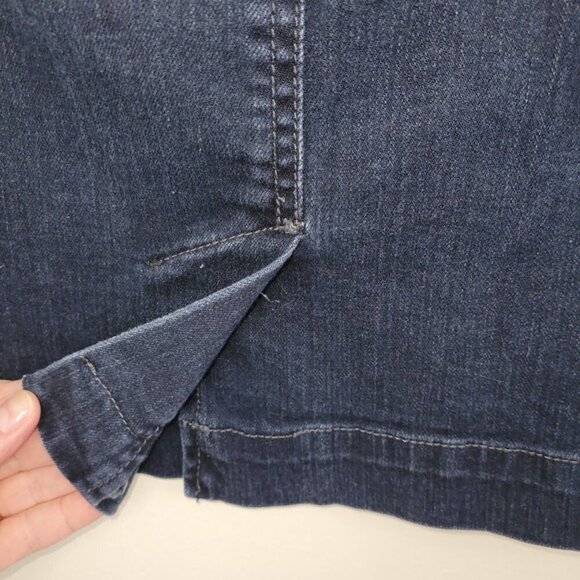 Converse One Star Denim Blue Jean Skirt Wide Waistband Pockets Slit Size 12 - Picture 8 of 12